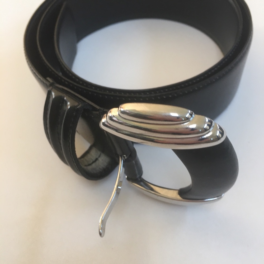 Vintage Black Full Grain Leather Upper Wide Belt L